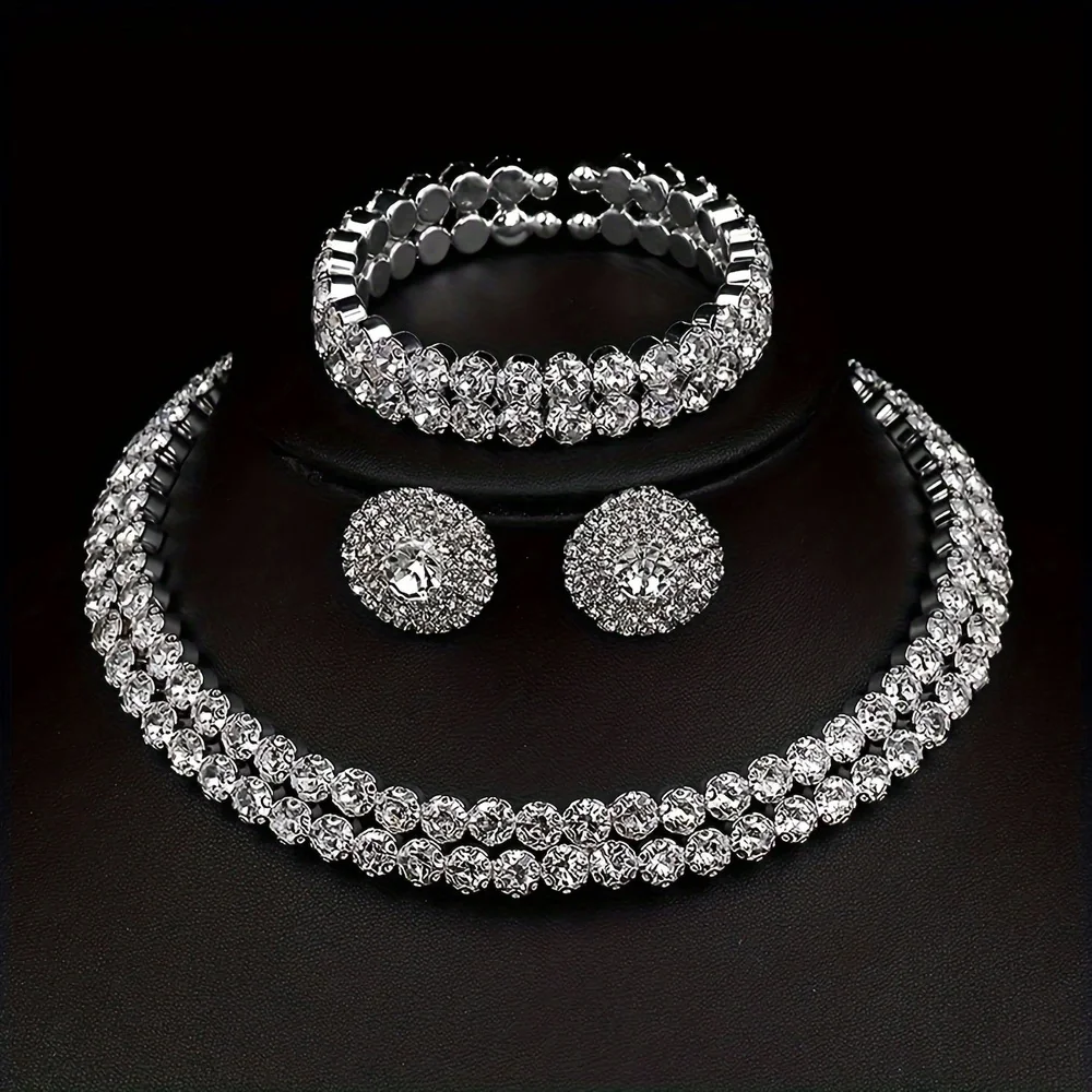 Sterling Silver Sparkle: Earrings, Necklace & Bracelet Set